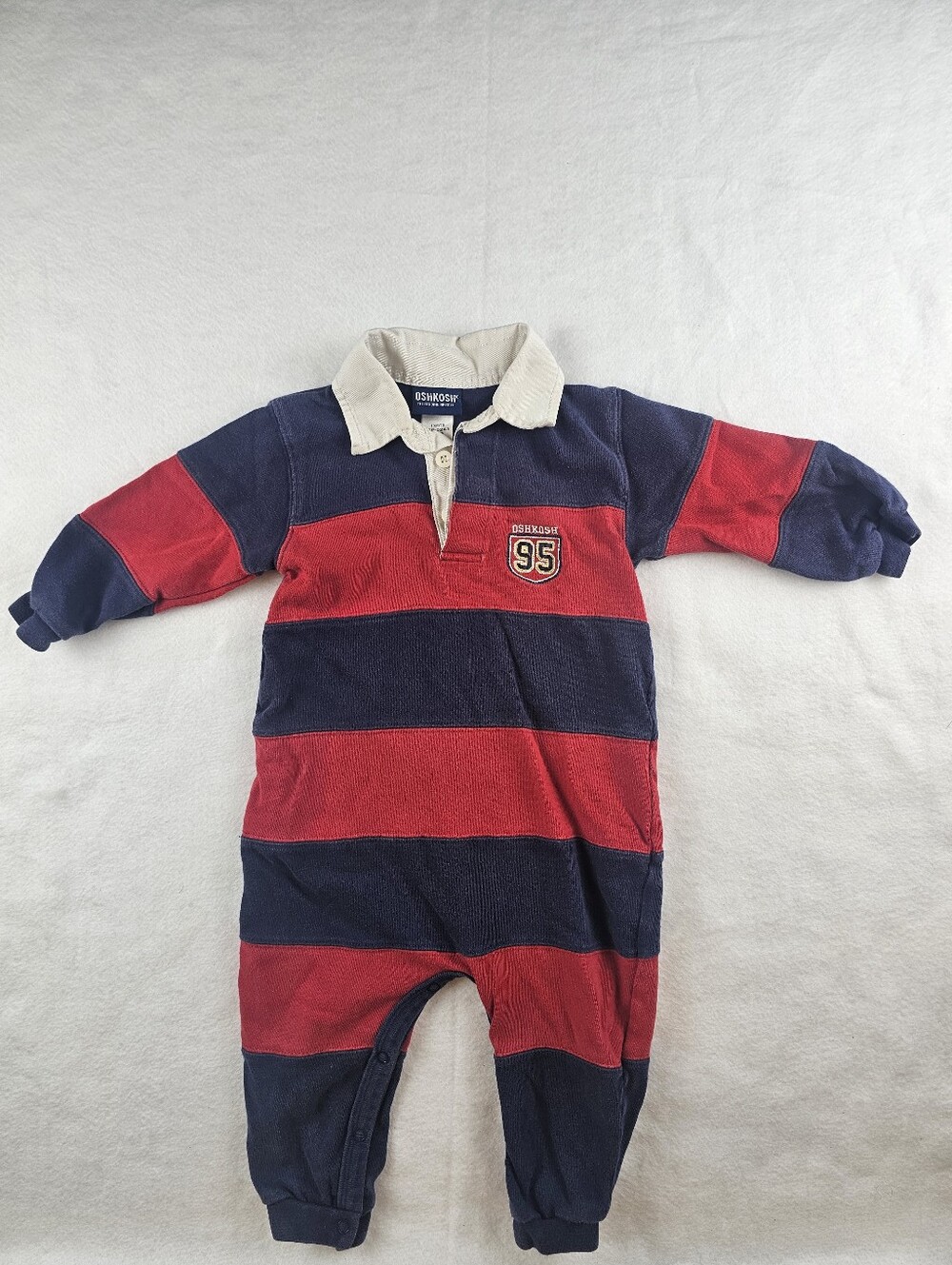 Osh Kosh 18mos 1 Pc Romper Rugby Striped Jumper Collared Striped Vintage 90s Y2K